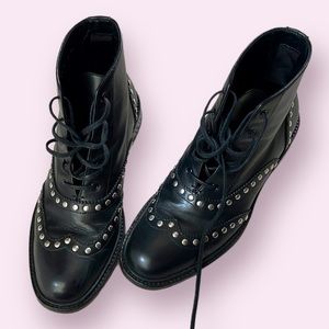 YSL studded boots black booties made in Italy 36 moto punk rock
